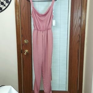 Lightcodes Dusty Pink Sleeveless Cowl Neck Jumpsuit Sz S L